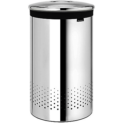 Brabantia Steel Lid Laundry Bin, Brilliant Steel, 60L